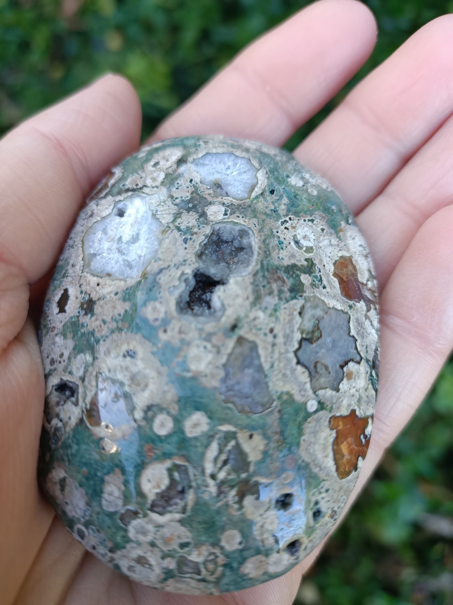 Rainforest Jasper (Green Rhyolite) Palmstone # 2