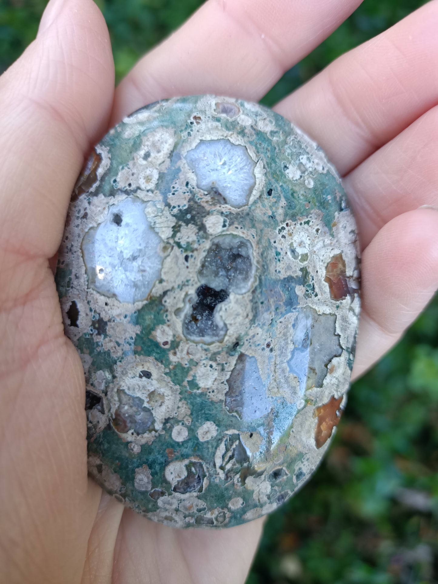 Rainforest Jasper (Green Rhyolite) Palmstone # 2